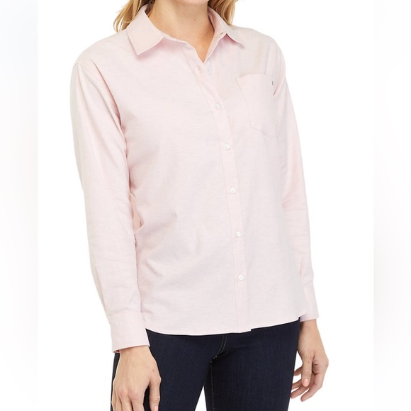 Crown & Ivy Pink Boyfriend Shirt Year Round size Large, button down NWT - Picture 1 of 7